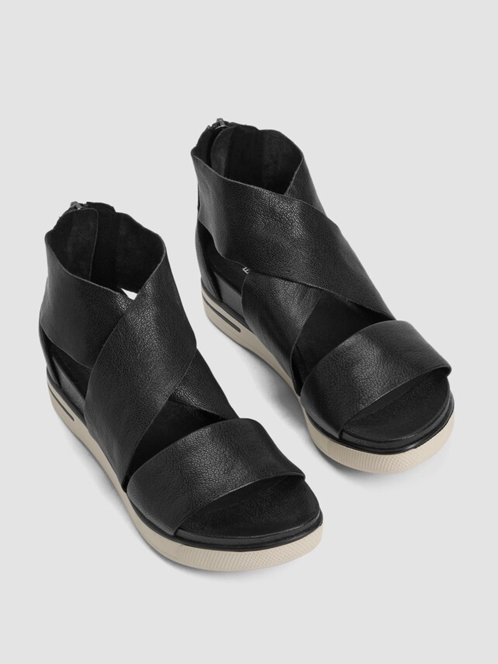 EILEEN FISHER Sport Tumbled Leather Sneaker Sandal in Black